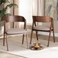 Baxton Studio Danton Arm Chair with Beige Cushion in Walnut Brown (Set of 2), , large