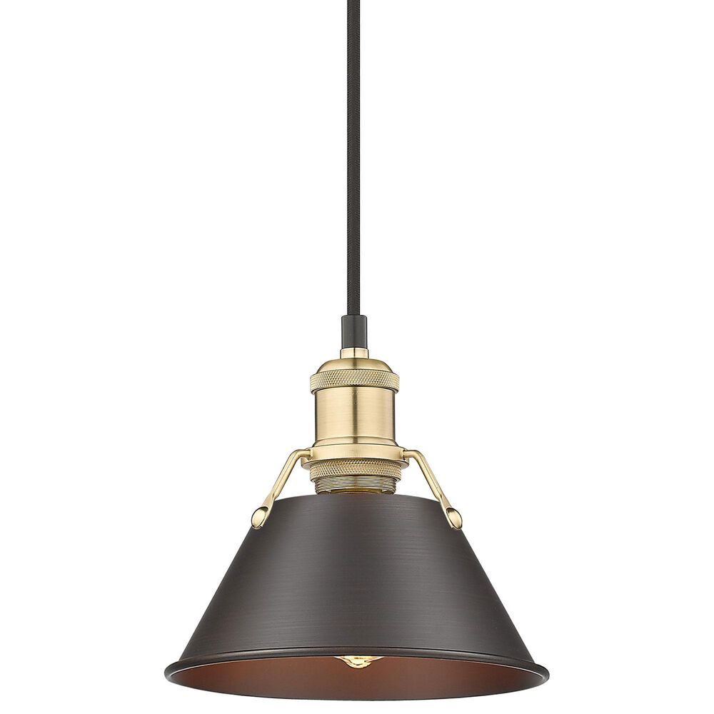 Golden Lighting Orwell 1-Light Small Pendant with Rubbed Bronze Shade in Brushed Champagne Bronze, , large