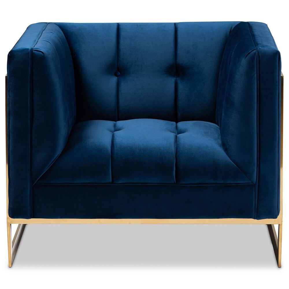 Baxton Studio Ambra Arm Chair in Navy Blue, , large