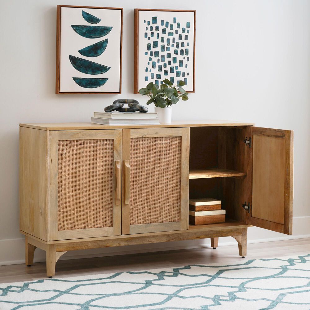 Linon Home Decor Janie 3-Door Cabinet in Natural, , large