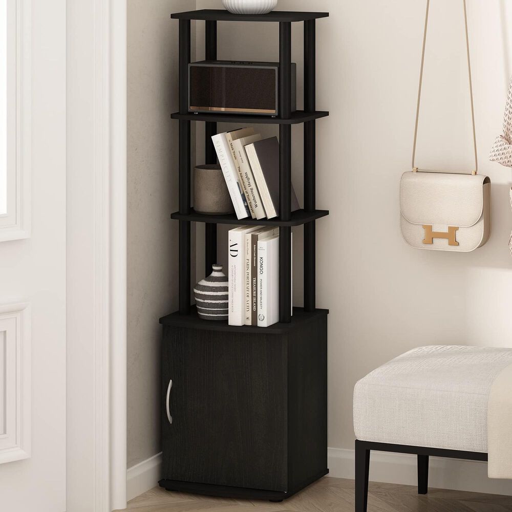 HOMLUX 3-Tier Standing Bookshelf with Storage Cabinet in Blackwood and Black, , large