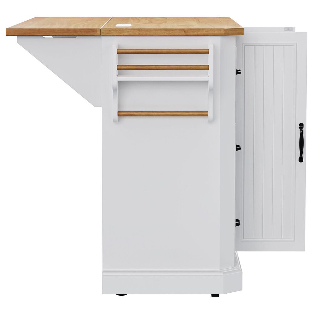 HOMLUX 56" Kitchen Island with Drop Leaf in White, , large