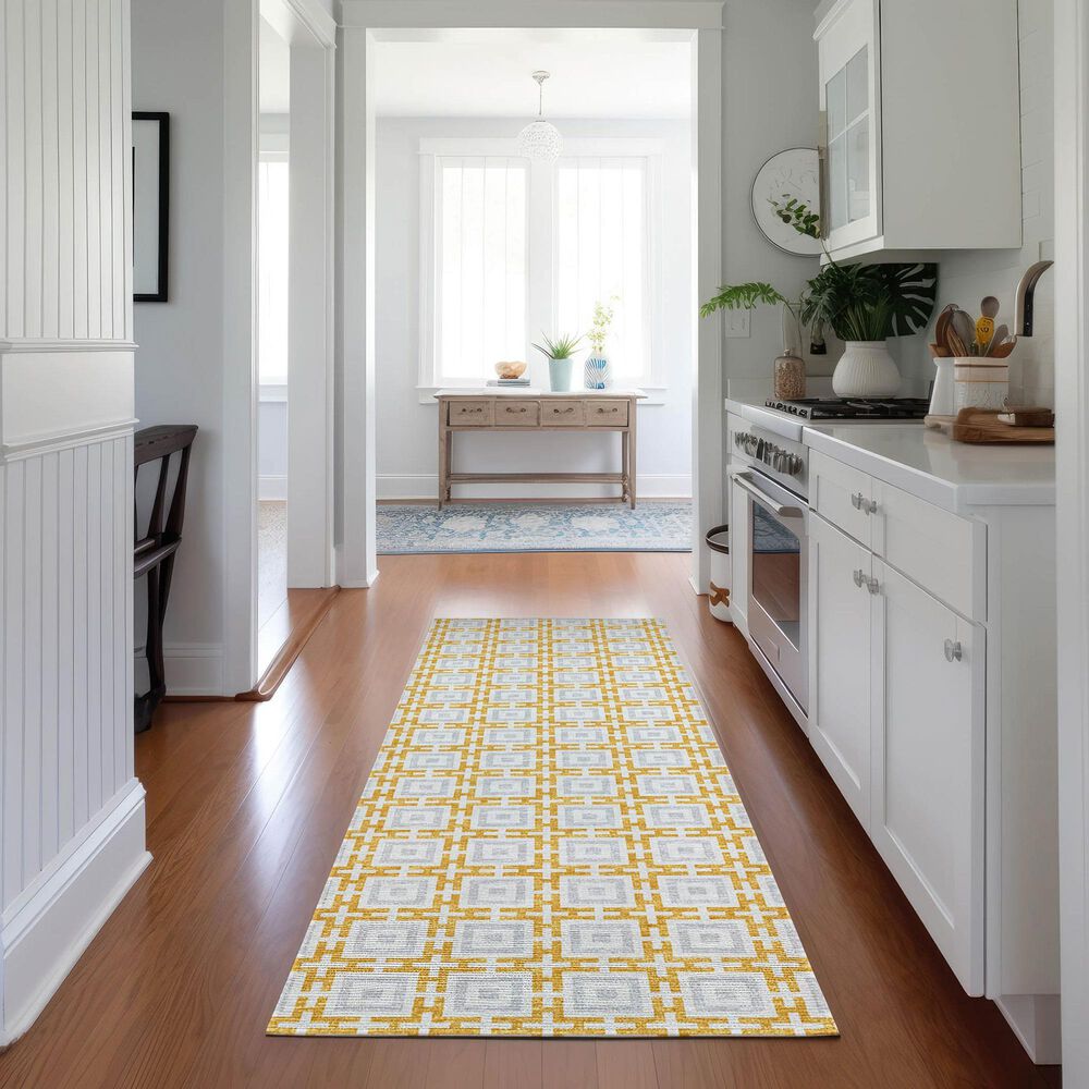 Dalyn Rug Company Marlo 2&#39;3&quot; x 12&#39; Gold Indoor/Outdoor Runner, , large