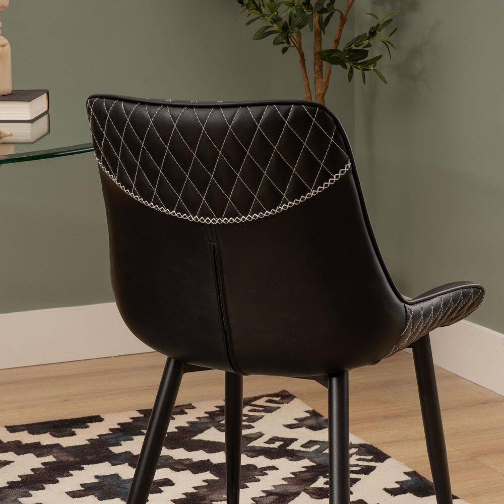 Linon Home Decor Edler Side Chair with Black Upholstery in Black (Set of 2), , large