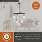 Vaxcel Kassidy 5-Light Chandelier in Black and Natural Brass, , large