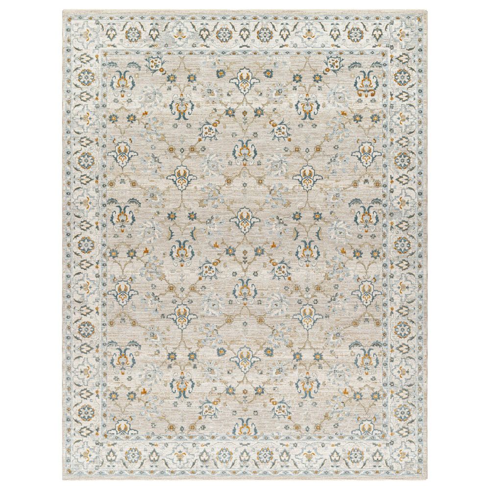 Surya Dresden Taupe, Off-White, Dusty Sage, Light Gray, Deep Teal, Olive and Mustard 6"7" x 9"6" Area Rug, , large