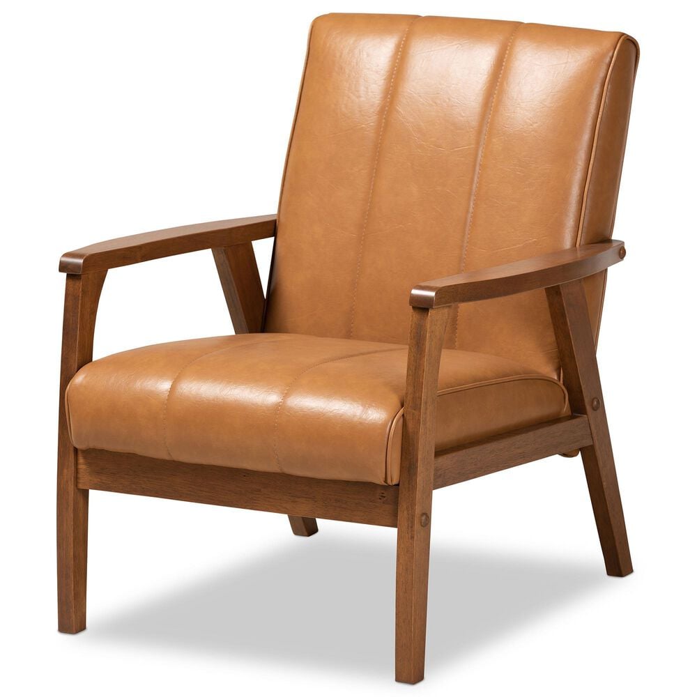Baxton Studio Nikko Lounge Chair in Tan, , large