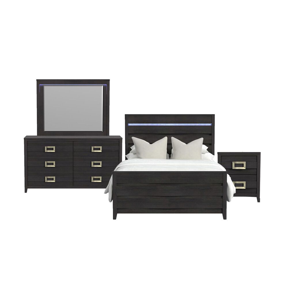 Mayberry Hill Tobias 4-Piece Full Panel Bedroom Set in Black, , large