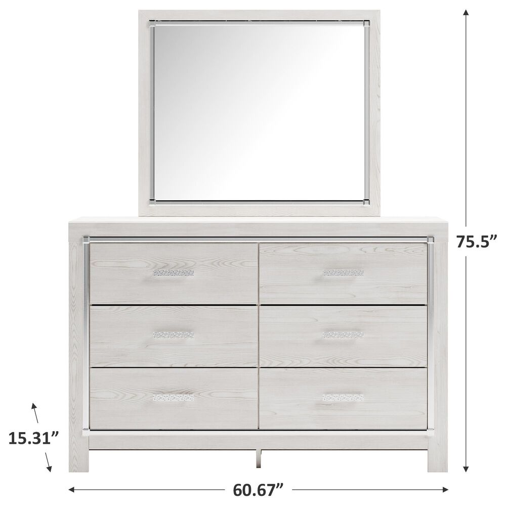 Ashley Altyra 6 Drawer Dresser and Mirror in White, , large
