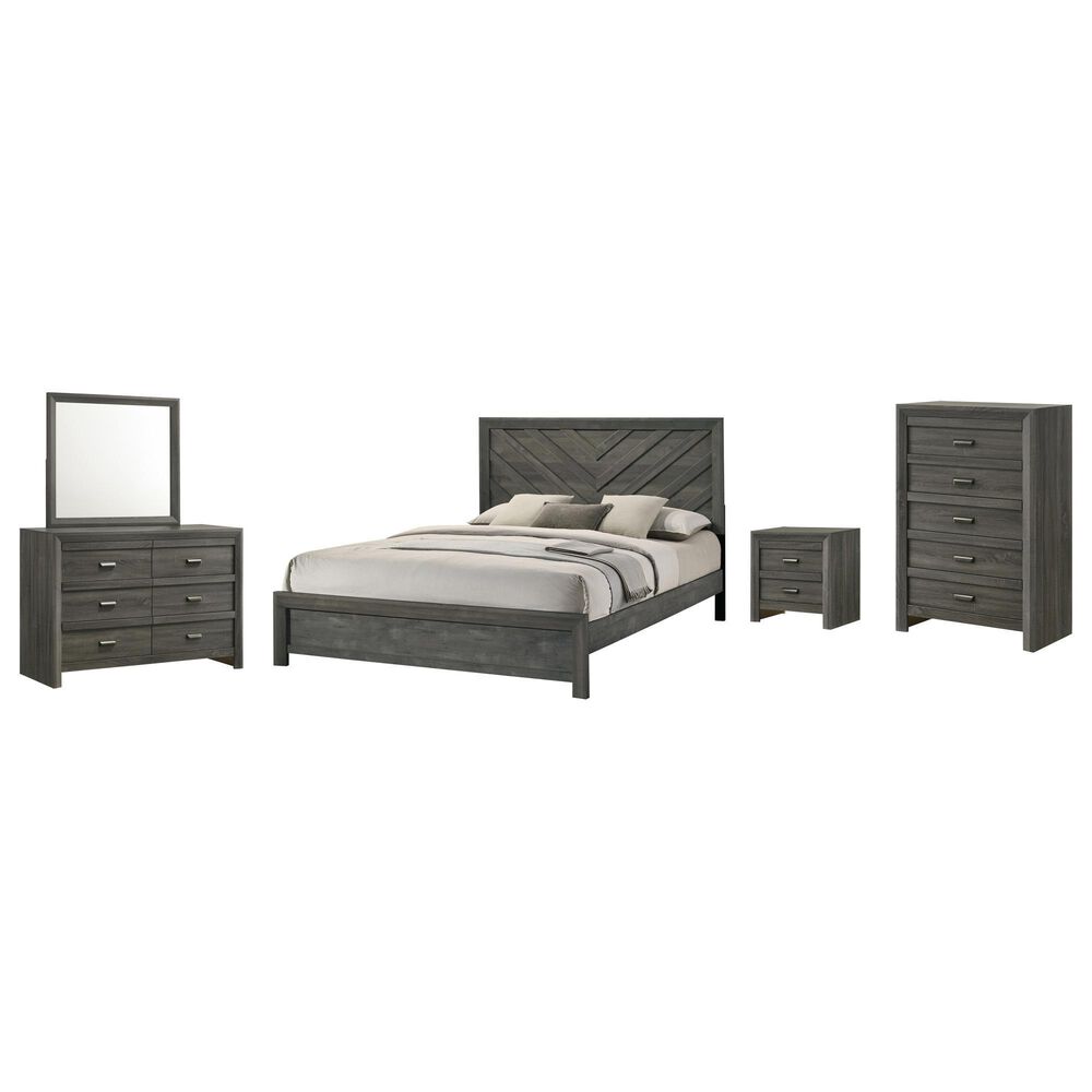 Crown Mark Valor 5-Piece King Bedroom Set in Gray, , large
