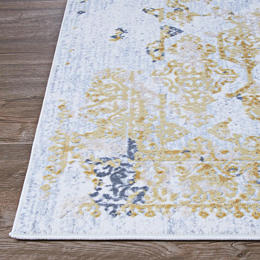 Couristan Calinda Grand Damask 2&#39;3&quot; x 7&#39;6&quot; Gold, Silver and Ivory Runner, , large