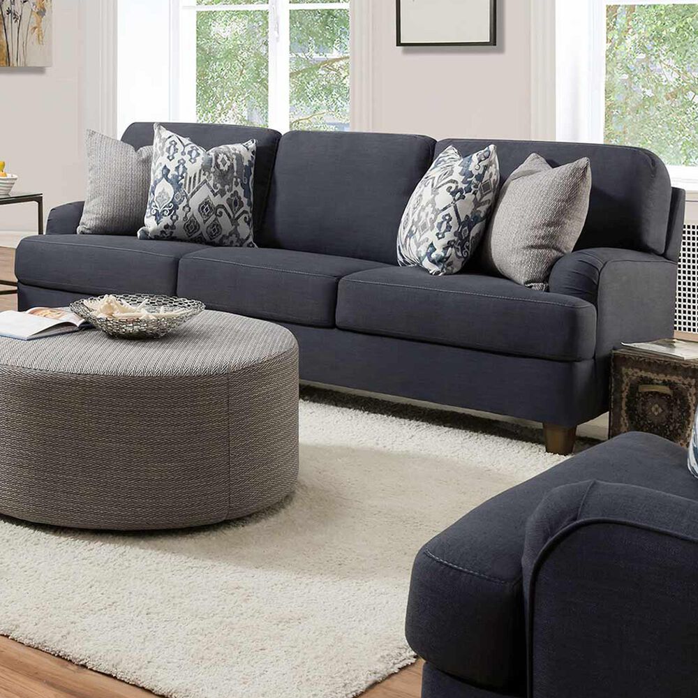 Moore Furniture Landry Stationary Sofa in Lillie Indigo, , large