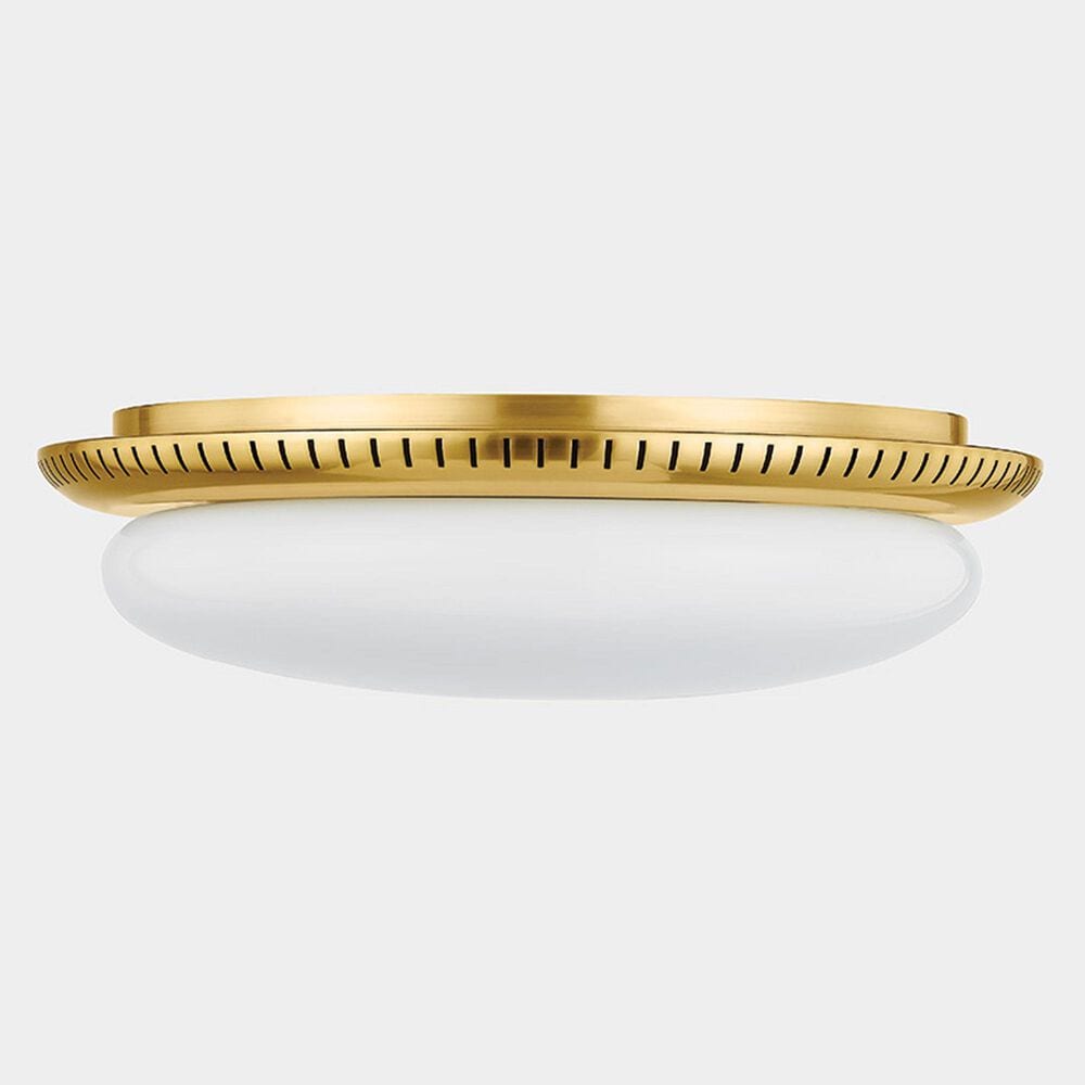 Hudson Valley Lighting North Castle 14.25" 1-Light Flush Mount in Aged Brass, , large
