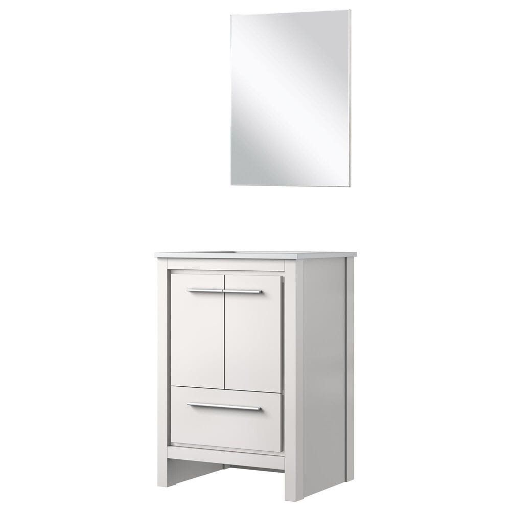 Lexora Home Lafarre 24" Single Bathroom Vanity in Rustic Acacia with 2 cm White Cultured Marble Top, Rectangular Sink and 18" Mirror, , large