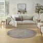 Nourison Rustic Textures Ivory and Light Blue 5"3" Round Area Rug, , large
