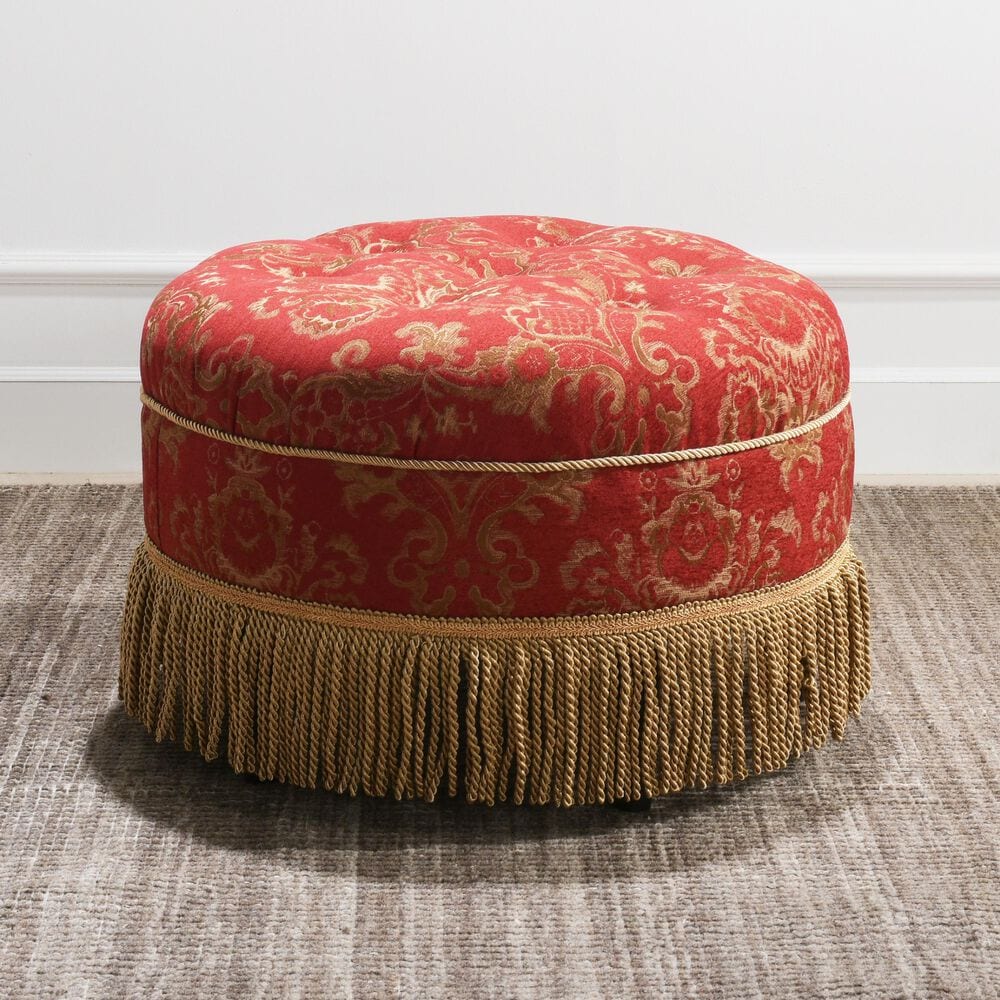 Jennifer Taylor Home Yolanda Tufted Decorative Round Ottoman Red in Gold, , large