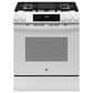 GE Appliances 30" Slide-In Front-Control Convection Gas Range in White, , large