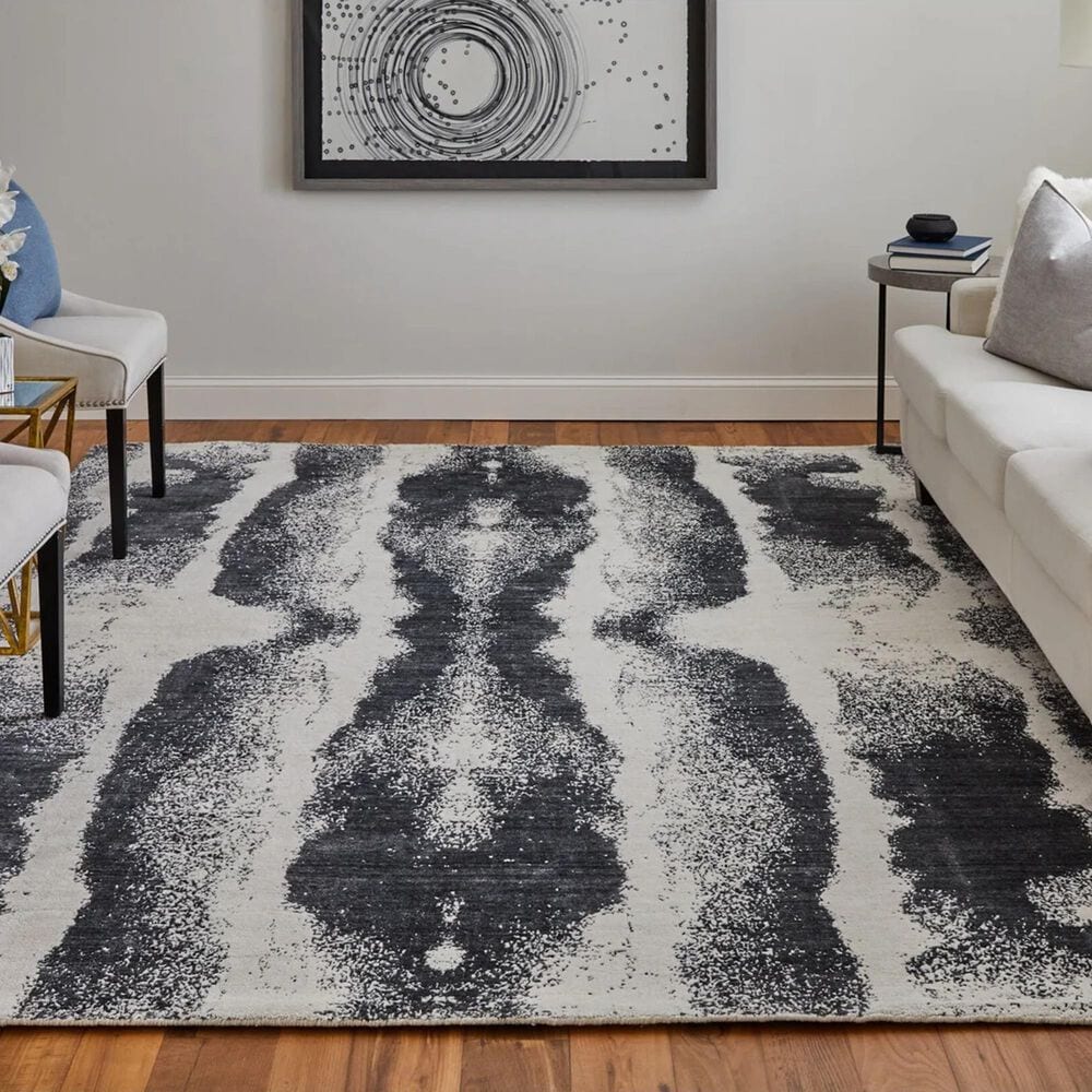 Feizy Coda 8930F 8&#39; x 10&#39; Black and White Area Rug, , large