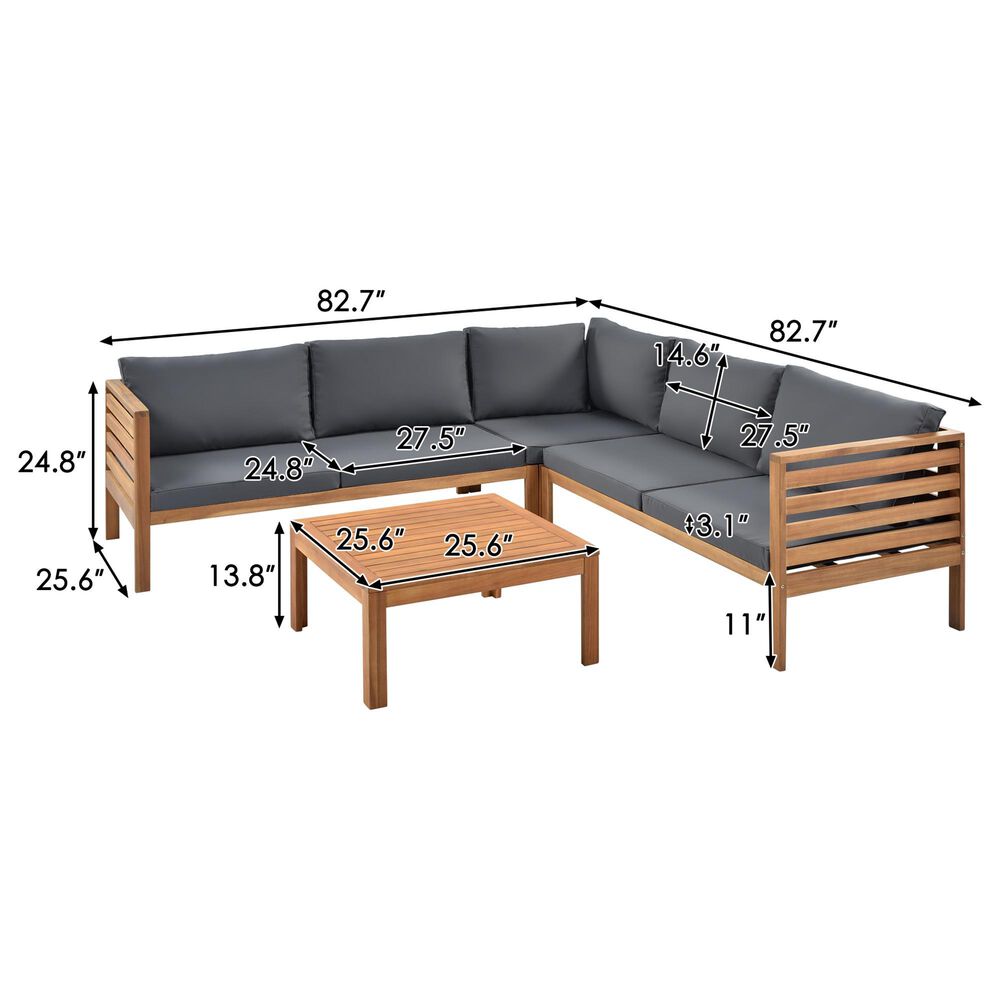 Hearth and Haven 4-Piece Outdoor Sectional Set in Gray, , large