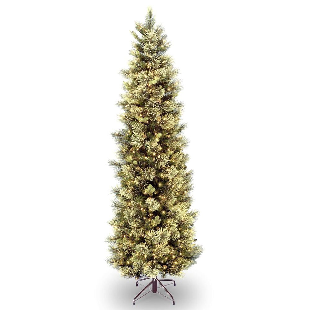 National Tree 9" Pine Tree with Flocked Cones & 800 White Lights, , large