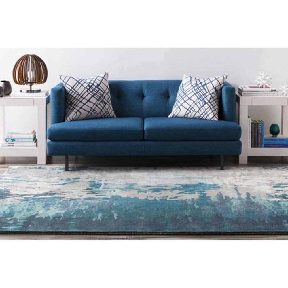 Surya Banshee BAN-3343 5&#39; x 8&#39; Teal, Sage, Ivory and White Area Rug, , large