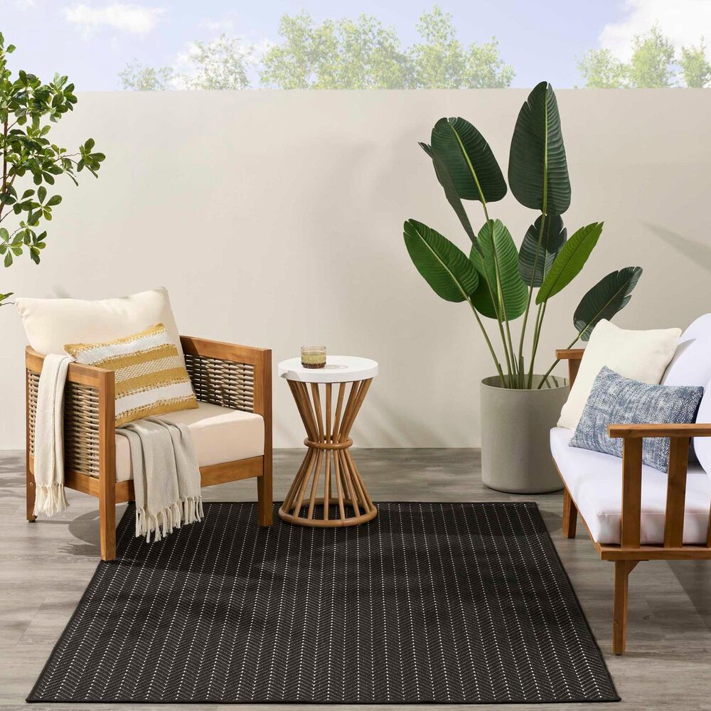 Nourison Horizon HOZ02 Black 10&#39; x 14&#39; Indoor/Outdoor Area Rug, , large