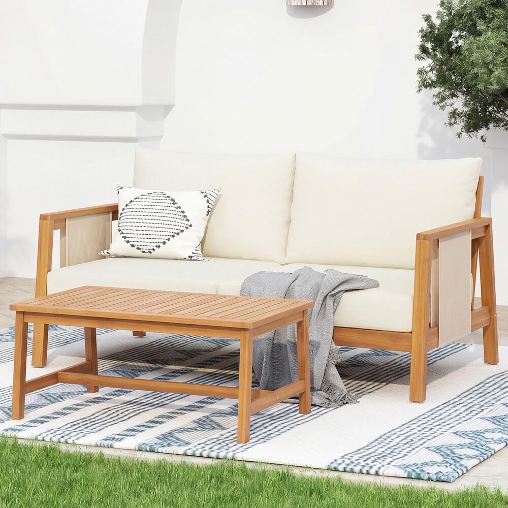HOMLUX 2-Piece Outdoor Conversation Set with Cushions in Brown and Beige, , large