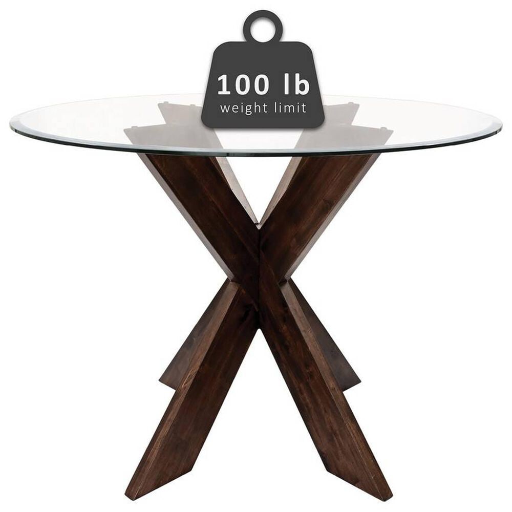 Linon Home Decor Adler X-Base Dining Table with Glass Top in Espresso and Clear - Table Only, , large