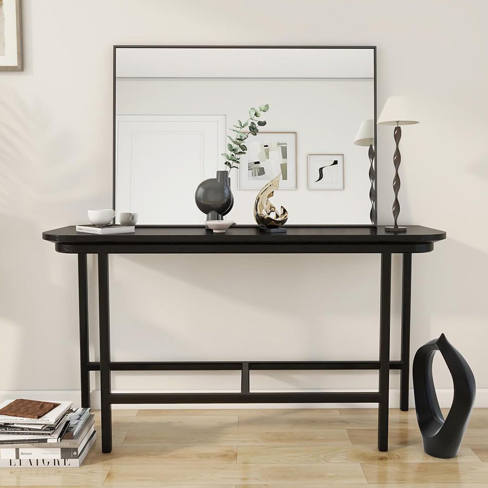HOMLUX 20" x 28" Wall Mount Rectangular Decorative Mirror in Black, , large