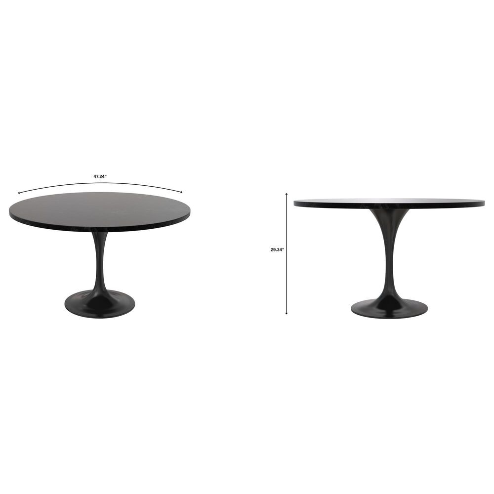 Leisuremod LeisureMod Verve Collection 48 Round Dining Table, Black Base with Sintered Stone Black Top, , large