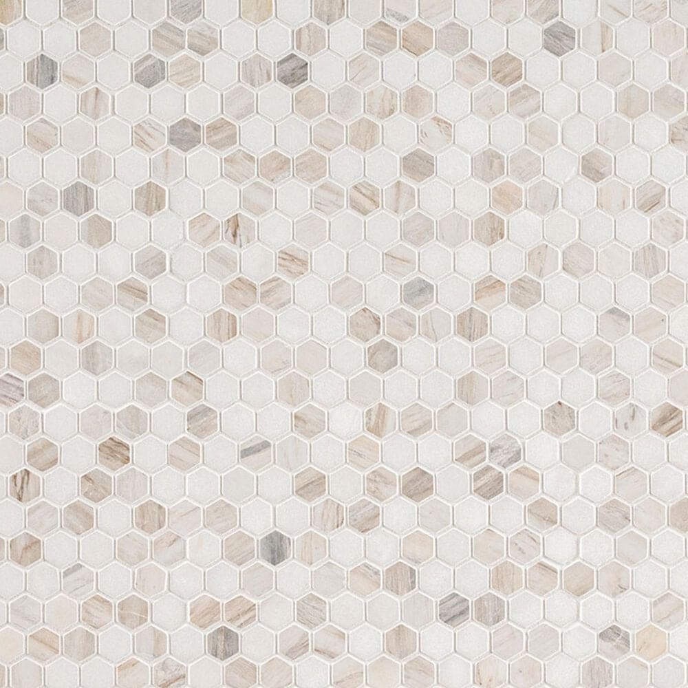 MS International Angora Tibi 1&quot; Hexagon on 12&quot; x 12&quot; Marble Mosaic Sheet, , large