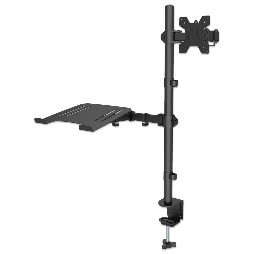 Manhattan Desktop Combo Mount with Monitor Arm and Laptop Stand in Black, , large