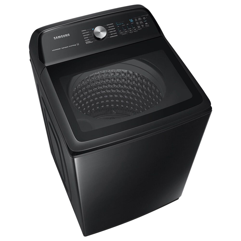 Samsung 5.2 Cu. Ft. Smart Top Load Impeller Washer and 7.4 Cu. Ft. Electric Dryer in Brushed Black, , large