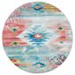 Safavieh Barbados Tropical Abstract 6"6" Round Light Blue and Pink Indoor/Outdoor Area Rug, , large