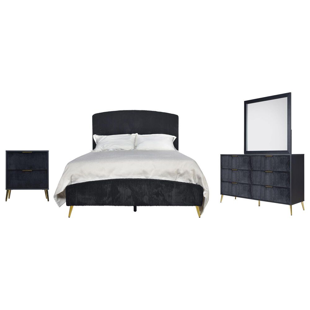 New Heritage Kailani 4-Piece King Bedroom Set in Black and Gold, , large