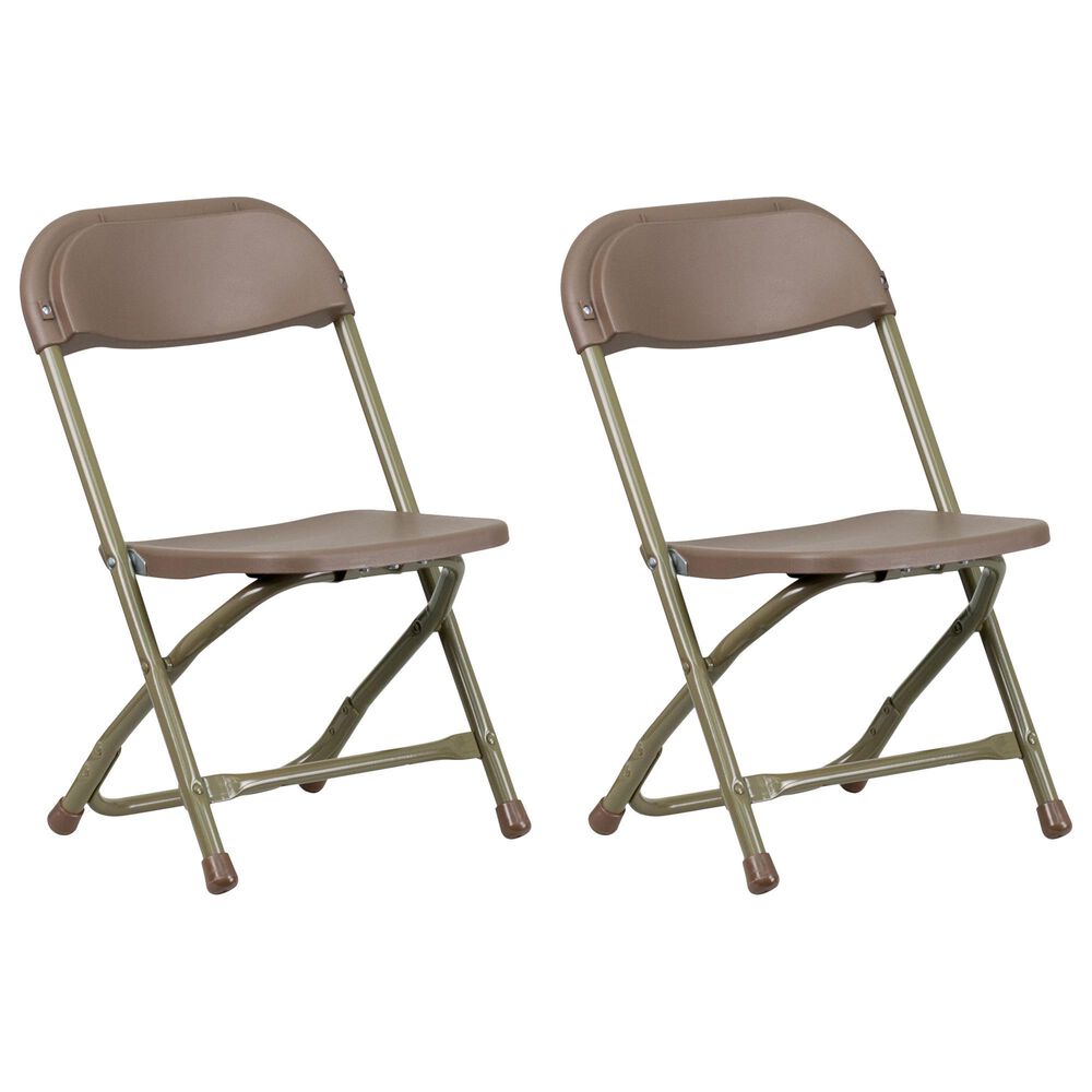 Flash Furniture Timmy Kids Folding Chair in Gold and Brown (Set of 2), , large
