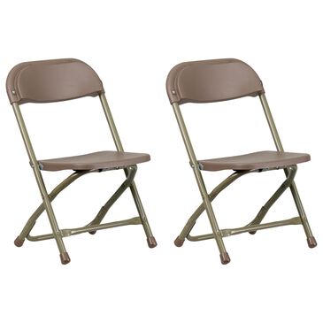 Flash Furniture Timmy Kids Folding Chair in Gold and Brown (Set of 2), , large