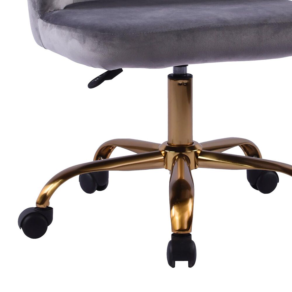 Impressions Vanity Rylee Swivel Vanity Chair with Dark Grey Cushion in Antique Gold, , large