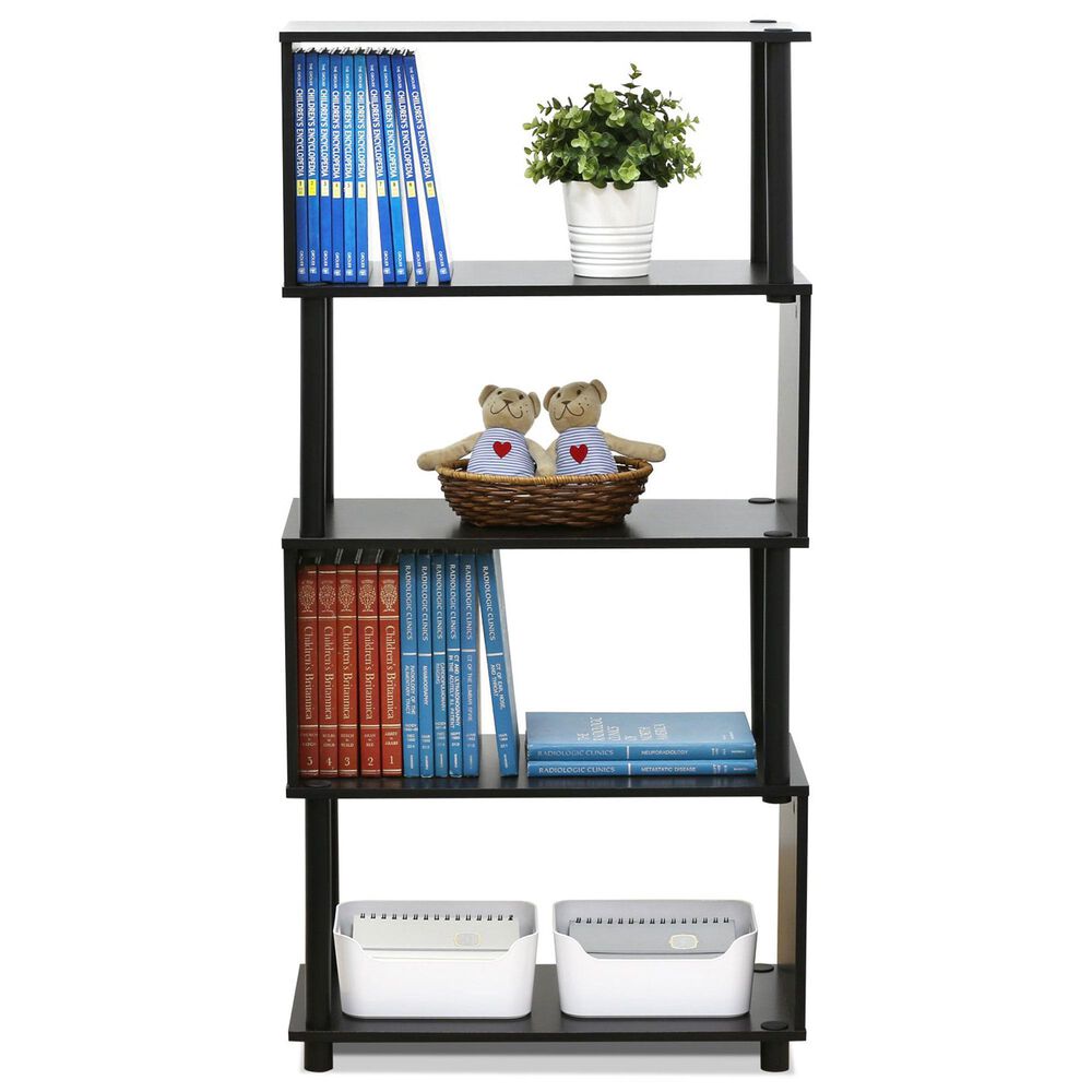 HOMLUX Flexi 5-Tier Rack Bookshelf in Espresso, , large
