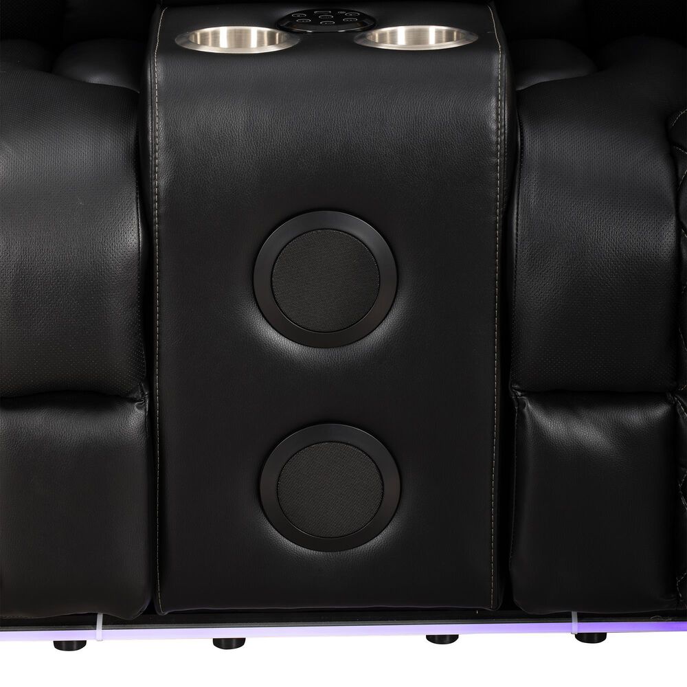 Titanic Furniture All Star Power Reclining Loveseat with Power Headrest in Black, , large
