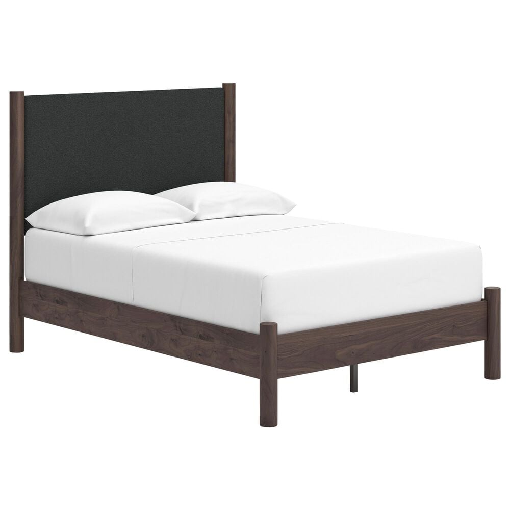 Ashley Pamytta Full Upholstered Panel Platform Bed in Rich Brown, , large