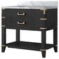 Lexora Home Norwalk 36" Single Bathroom Vanity in Black Oak with White Carrara Marble Top  and Rectangle Sink, , large