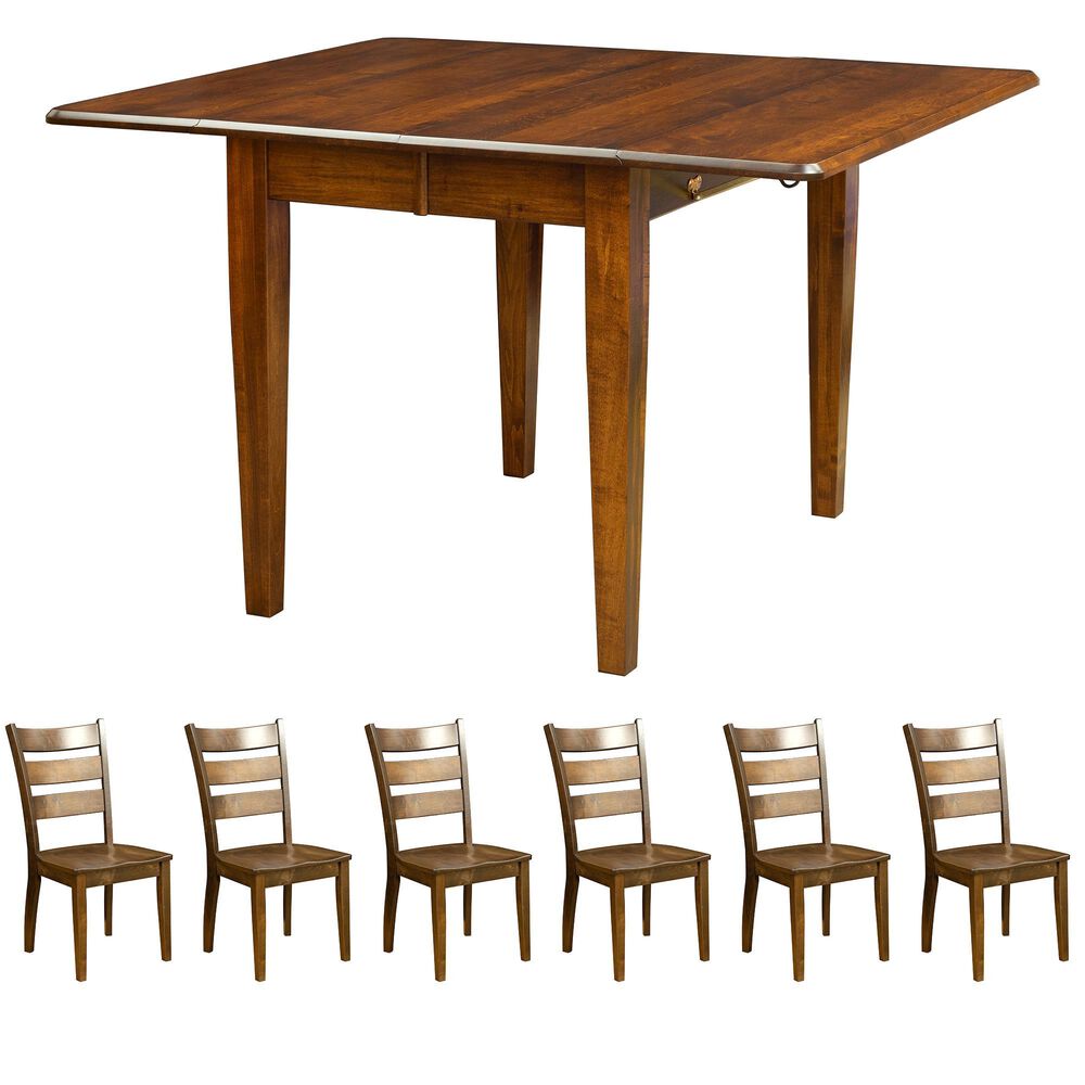 L.J. Gascho Saber Dining Table and Dining Side Chairs in Walnut Finish, , large