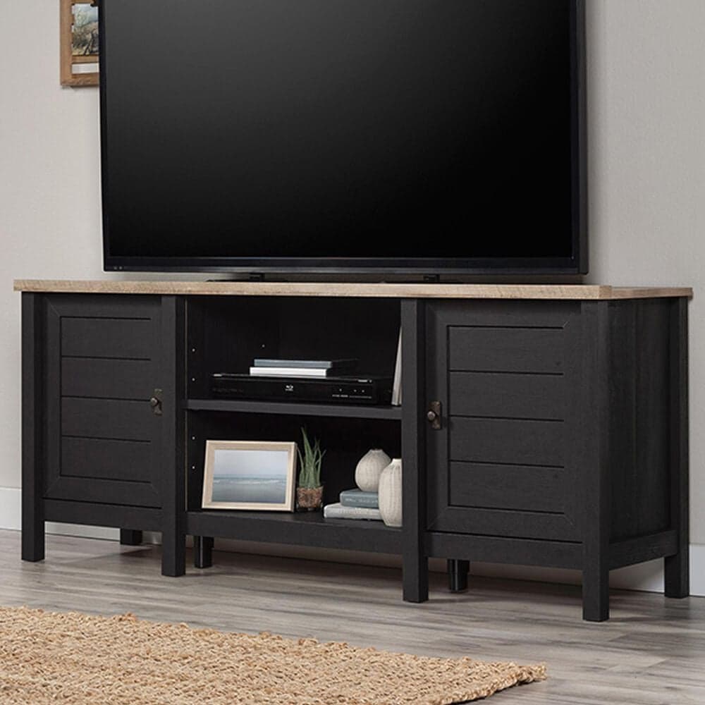 Sauder Cottage Road 59" TV Credenza in Raven Oak and Lintel Oak, , large
