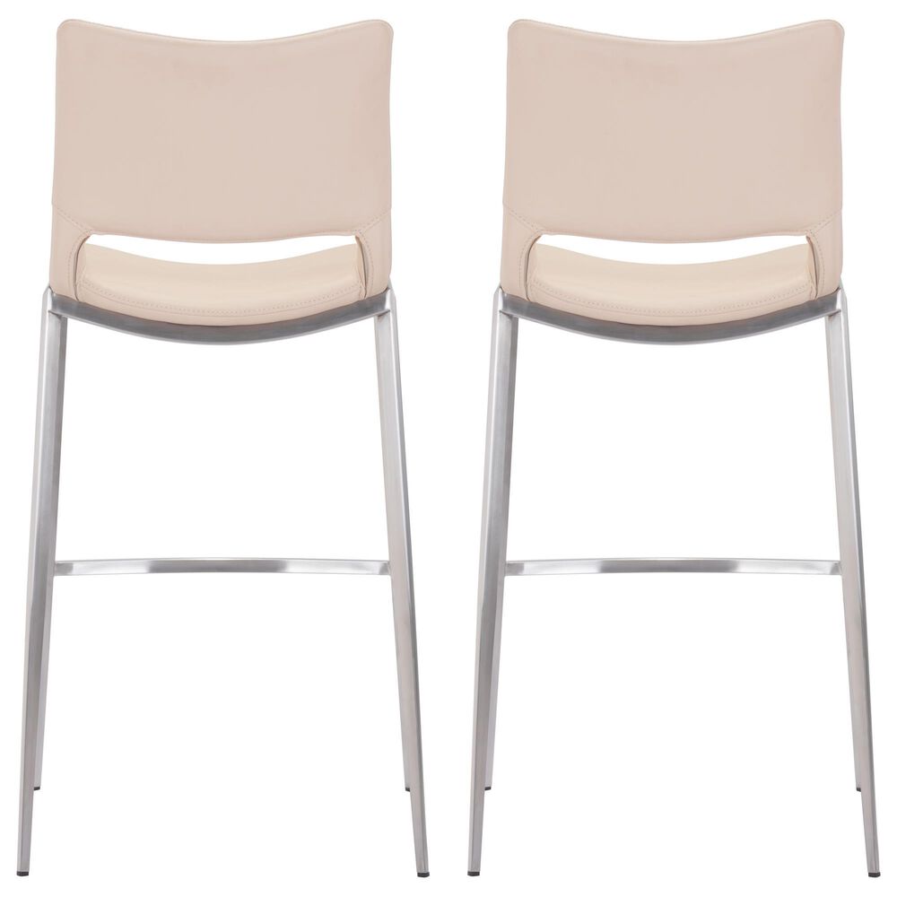Zuo Modern Ace Bar Stool in Light Pink and Silver &#40;Set of 2&#41;, , large
