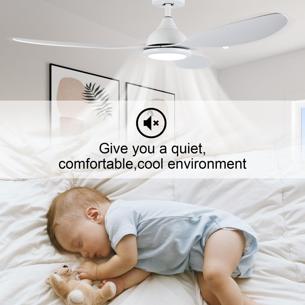 HOMLUX 52" Indoor Ceiling Fan with LED Light in White, , large
