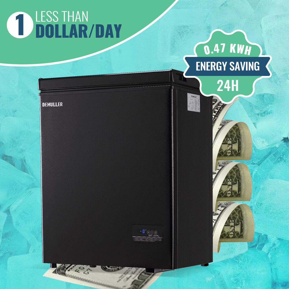 HOMLUX 4 Cu. Ft. Deep Chest Freezer with Removable Basket in Black, , large