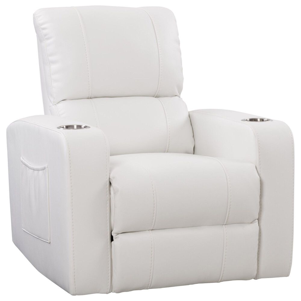 CorLiving Tucson Home Theater Power Recliner with Cup Holders in White, , large