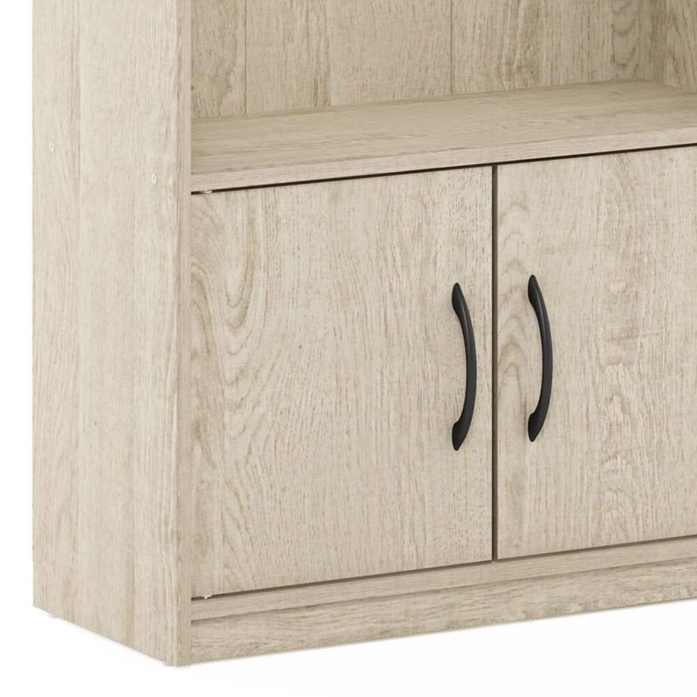 HOMLUX 3-Tier Open Shelf Bookcase with 2-Door Storage Cabinet in Metropolitan Pine, , large