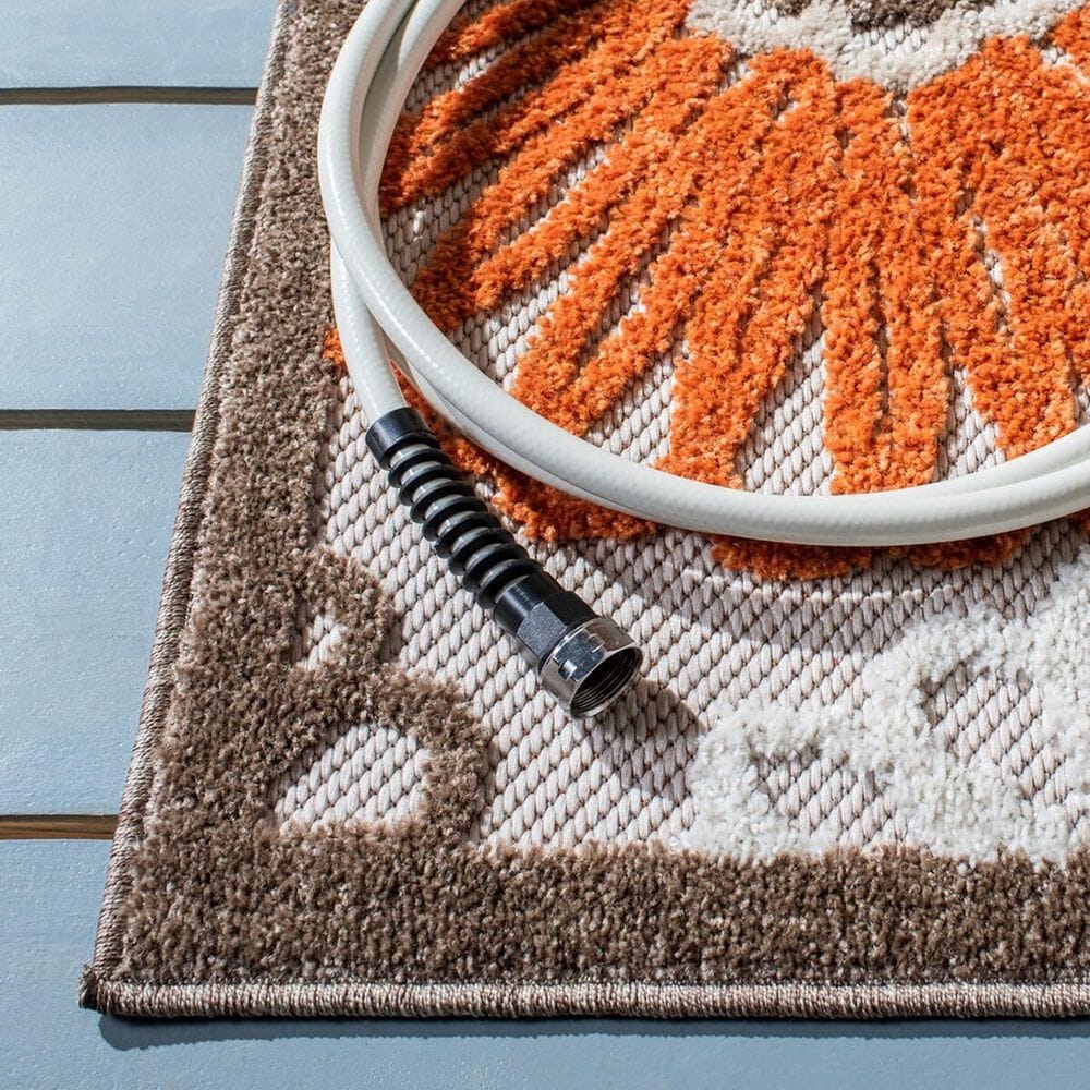 Safavieh Cabana CBN676C 8&#39; x 10&#39; Beige and Orange Indoor/Outdoor Area Performance Rug, , large